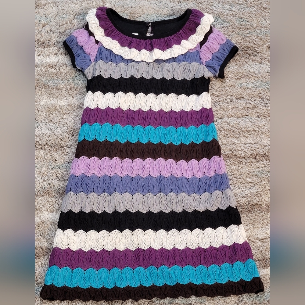 Girls Bonnie Jean Dress size 8 Purple Strip